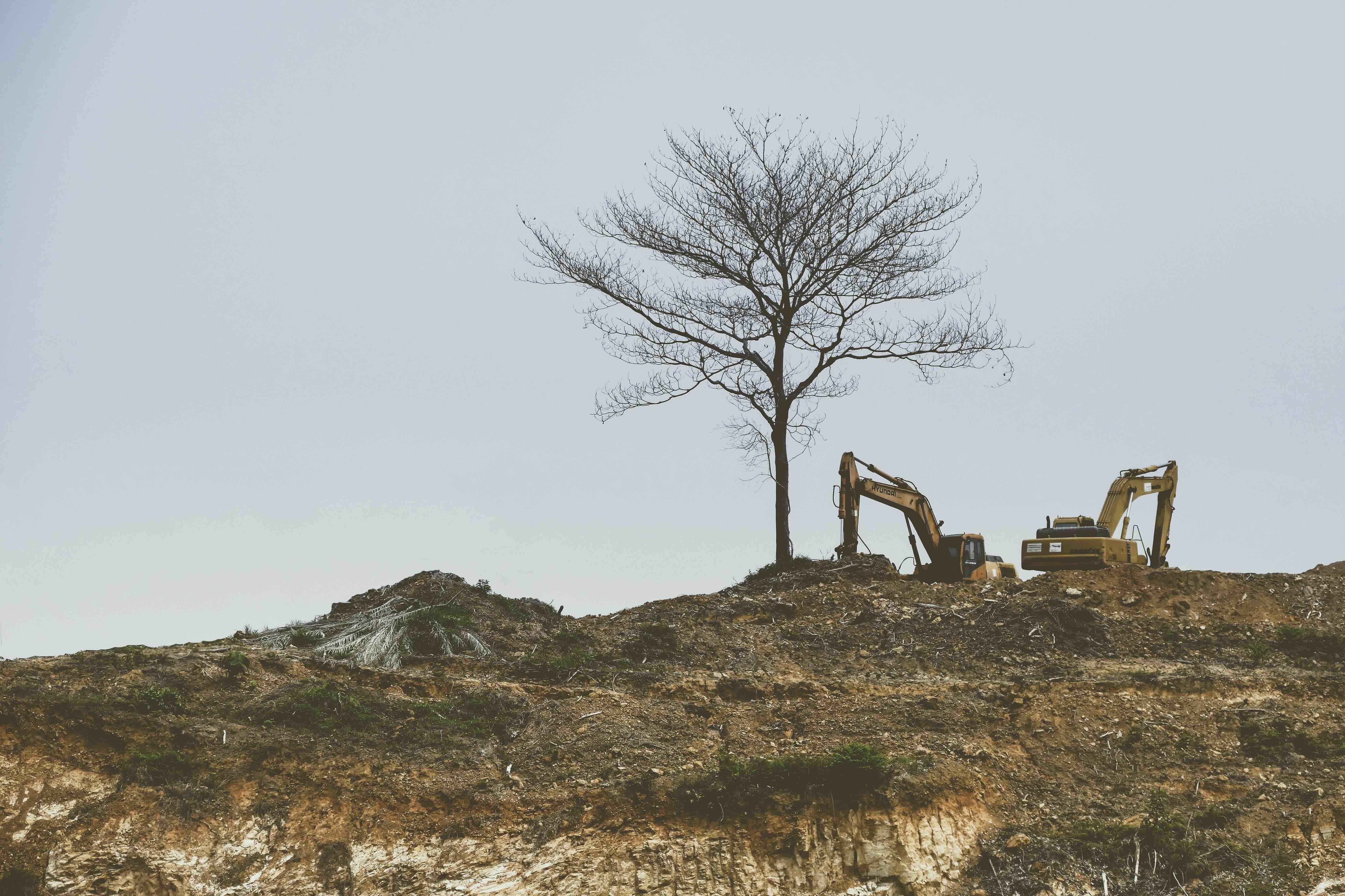 Excavators on construction site